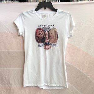 Willie Nelson and Dolly Parton for president 2016! T shirt. Med.